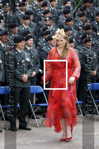 Amersfoort 18 juni 2023
Koning Willem Alexander en Prinses Amalia aanwezig bij de nieuwe standaard die overhandigt zal worden aan het Regiment Huzaren Prinses Catharina-Amalia op de Prins Bernhardkazerne. Het is de eerste keer nadat Prinses Amalia haar arm gebroken heeft na val van het paard .