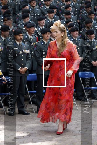 Amersfoort 18 juni 2023
Koning Willem Alexander en Prinses Amalia aanwezig bij de nieuwe standaard die overhandigt zal worden aan het Regiment Huzaren Prinses Catharina-Amalia op de Prins Bernhardkazerne. Het is de eerste keer nadat Prinses Amalia haar arm gebroken heeft na val van het paard .