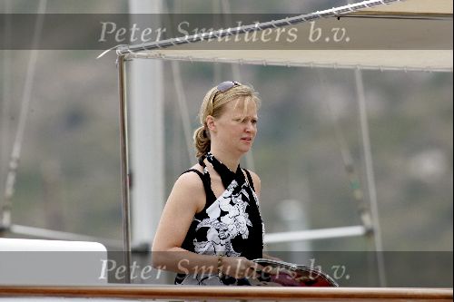 Porte Ercole 8 juli 2004
Prins Jaime, Prinses  Carolina en de vriendin van Prins Floris Aimee   op de Jumbo VI