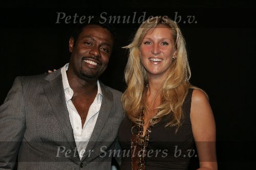 Amsterdam 30 juli 2005
Beurs mode accecoires.
John Williams met vriendin Gordon