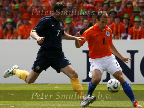 Rotterdam, 5 Juni 2006 Laatste oefeninterland nederlands elftal op weg naar het WK 2006 in Duitsland.
Nederland-Australie, eindstand 1-1
Arjen Robben
© Edwin van Zandvoort