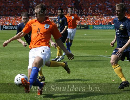 Rotterdam, 5 Juni 2006 Laatste oefeninterland nederlands elftal op weg naar het WK 2006 in Duitsland.
Nederland-Australie, eindstand 1-1
Arjen Robben
© Edwin van Zandvoort