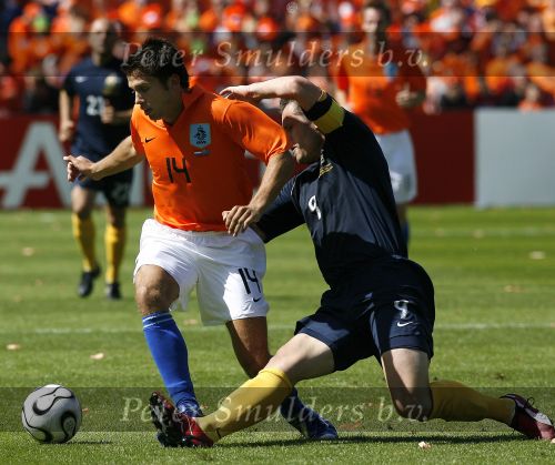 Rotterdam, 5 Juni 2006 Laatste oefeninterland nederlands elftal op weg naar het WK 2006 in Duitsland.
Nederland-Australie, eindstand 1-1
John Heitinga
© Edwin van Zandvoort