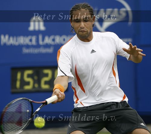 Rosmalen, 23 Juni 2006 Ordina Open 2006
Halve finale Mario Ancic tegen Marcos Baghdatis 7-6 & 6-3
© Foto Edwin van Zandvoort