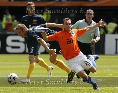 Rotterdam, 5 Juni 2006 Laatste oefeninterland nederlands elftal op weg naar het WK 2006 in Duitsland.
Nederland-Australie, eindstand 1-1
Wesley Sneijder
© Edwin van Zandvoort