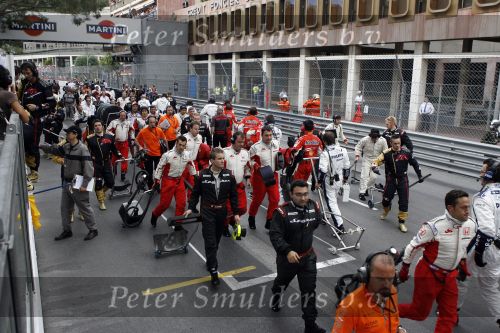 Monaco 27 mei 2007
Grand Prix formule 1 in Monaco. pits crew na start