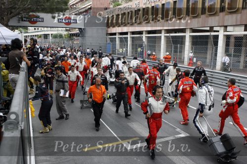 Monaco 27 mei 2007
Grand Prix formule 1 in Monaco. pits crew na start