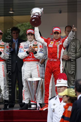 Monaco 27 mei 2007
Grand Prix formule 1 in Monaco. Prins Albert van Monaco Ernst v Hannover Lewis Hamilton Fernando Alonso en Felippe Massa
