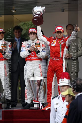Monaco 27 mei 2007
Grand Prix formule 1 in Monaco. Prins Albert van Monaco Ernst v Hannover Lewis Hamilton Fernando Alonso en Felippe Massa