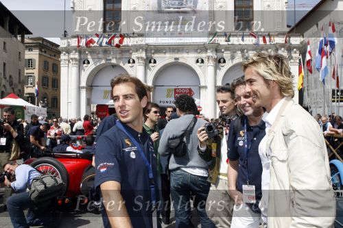 Brescia 17 mei 2007
Start van de 80e mille miglia. State of art is daar een van de sponsors.  Jeroen Bleekemolen en Chris Zegers