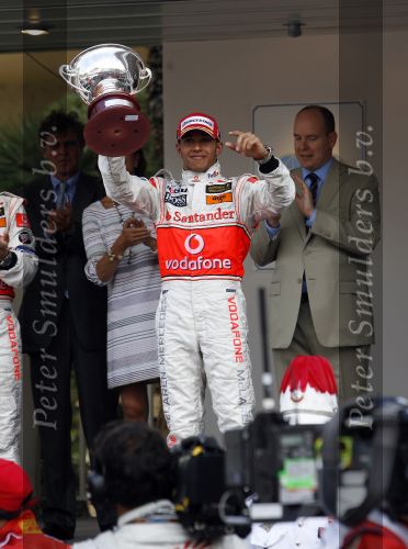 Monaco 27 mei 2007
Grand Prix formule 1 in Monaco. Prins Albert van Monaco Ernst v Hannover Lewis Hamilton Fernando Alonso en Felippe Massa