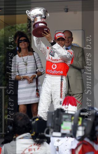 Monaco 27 mei 2007
Grand Prix formule 1 in Monaco. Prins Albert van Monaco Ernst v Hannover Lewis Hamilton Fernando Alonso en Felippe Massa