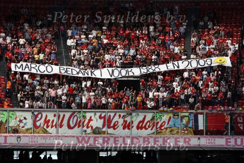 Amsterdam 10 mei 2009
Ajax-fc twente in de arena. De harde kern ajax supporters komt de eerste helft niet kijken en heeft spanddoeken opgehangen om te protesteren tegen het beleid bij ajax.
Peter Smulders bv