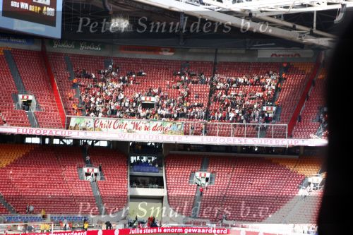 Amsterdam 10 mei 2009
Ajax-fc twente in de arena. De harde kern ajax supporters komt de eerste helft niet kijken en heeft spanddoeken opgehangen om te protesteren tegen het beleid bij ajax.
Peter Smulders bv