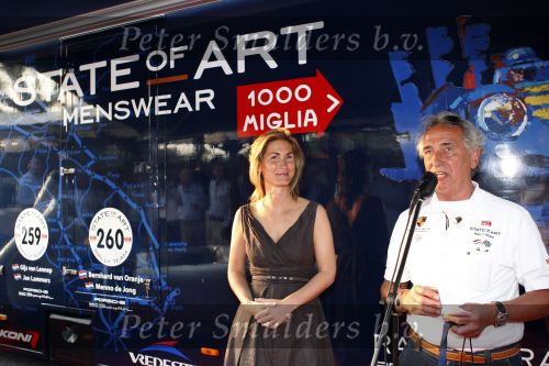 Brescia 15 mei 2008
Start van de Mille Miglia in Brescia. State of Art rijdt met 2 porsches mee. 
Albert Westerman en zijn dochter Evelyne Westerman