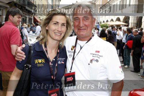 Brescia 15 mei 2008
Start van de Mille Miglia in Brescia. State of Art rijdt met 2 porsches mee. 
Albert Westerman en zijn dochter Evelyne Westerman