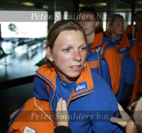 Schiphol 26 februari 2002
Terugkomst sporters van de Olympische winterspelen in Salt Lake city.
Annamarie Thomas