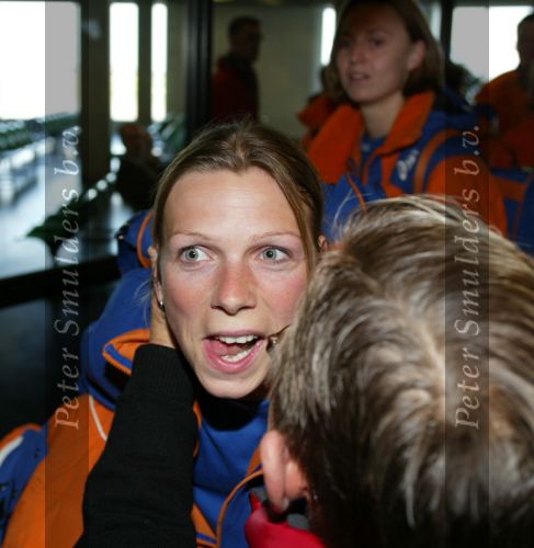 Schiphol 26 februari 2002
Terugkomst sporters van de Olympische winterspelen in Salt Lake city.
Annamarie Thomas