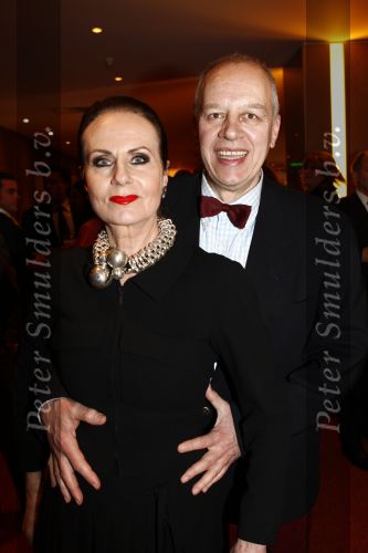 Amsterdam 1 maart 2009
Modeshow Paul Schulten in het Okura hotel. 
Ans Markus met vriend Wybe Tuinman