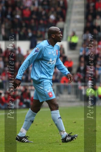 Eindhoven, 13 April 2008 Kampioenswedstrijd PSV-FC Twente, eindstand 1-1 Seizoen 2007/2008. PSV daardoor nog niet kampioen.
Blaise N Kufo is boos