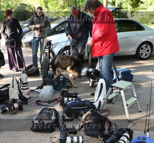 Apeldoorn, 8 Mei 2009
Speciale Herdenkingsdienst voor de slachtoffers van de ramp op Koninginnedag
Veel Politie, overal afzettingen met grote betonblokken.
Ook bom controle met honden bij de fotograferende Pers
Foto Peter Smulders