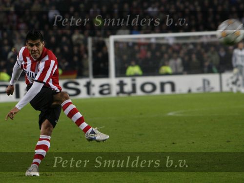 Eindhoven, 12 December 2007
Champions League wedstrijd PSV-Internationale Milan, eindstand 0-1 Seizoen 2007/2008
Carlos Salcido