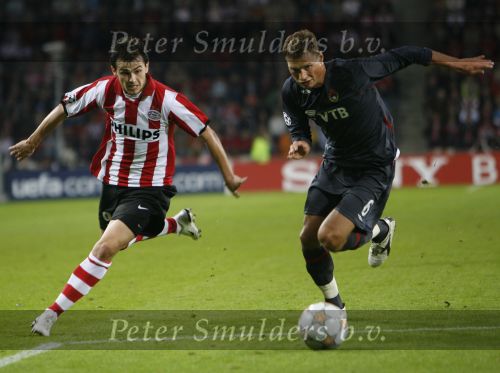 Eindhoven, 19 September 2007 Seizoen 2007/2008 
Eerste wedstrijd Champions League PSV-CSKA Moskou, eindstand 2-1
Danko Lazovic in duel met Aleksi Berezutski