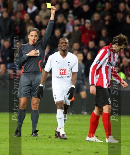 Eindhoven, 12 Maart 2008
UEFA 1/8 finale PSV-Tottenham Hotspur FC, eindstand 0-1
PSV wint na verlenging en straschoppen met 6-5 en gaat door naar de 1/4 Finale
Didier Zokora ontvangt een gele kaart van scheidsrechter Matteo Simone Trefoloni