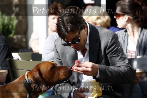 Amsterdam 22 april 2009
Edwin de Roy van Zuidewijn met zijn hond aan het wandelen en op terras bij Wildschut.
Peter Smulders bv