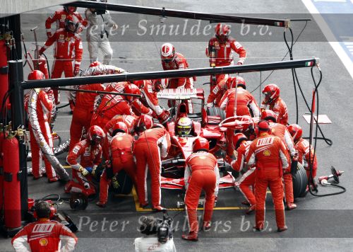 Spa 7 september 2008
Formule 1 Grand Prix van Spa Francochamps. Filippe Massa Kimi Raikkonen Lewis Hamilton  Heiki Kovalinen Fernando Alonso
Peter Smulders bv