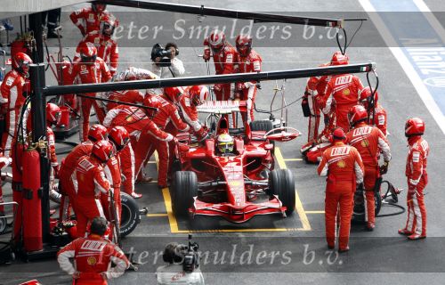 Spa 7 september 2008
Formule 1 Grand Prix van Spa Francochamps. Filippe Massa Kimi Raikkonen Lewis Hamilton  Heiki Kovalinen Fernando Alonso
Peter Smulders bv