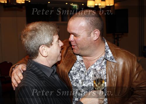 Bussum 24 januari 2008
Omroepman van het jaar verkiezing bij Jan Tabak. Frits Barend met Paul de Leeuw