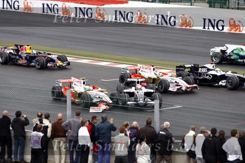 Spa 7 september 2008
Formule 1 Grand Prix van Spa Francochamps. Filippe Massa Kimi Raikkonen Lewis Hamilton  Heiki Kovalinen Fernando Alonso
Peter Smulders bv