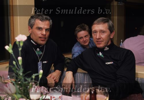 Solden 1991
Voorstelling wielerploeg PDM
clubarts Harm Sala met ploegleider Jan Gisbers
