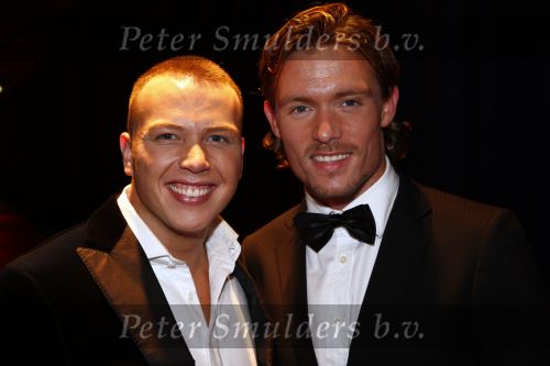 Hilversum 2 juni 2008
Uitreiking musical awards in studio 22. Jamai Loman met vriend Ron Link