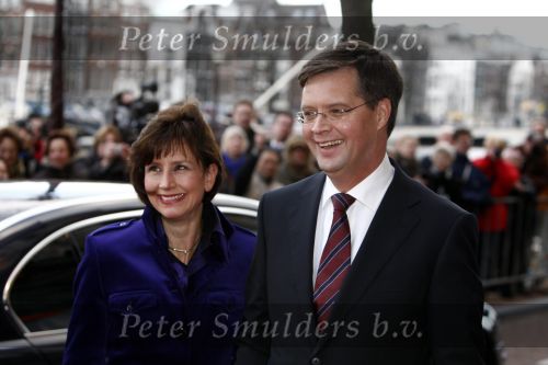Amsterdam 1 februari 2008
Feest koningin Beatrix en Prinses Margriet voor hun 70e en 65e verjaardag in Carre.
Jan Peter Balkenende  met vrouw Bianca