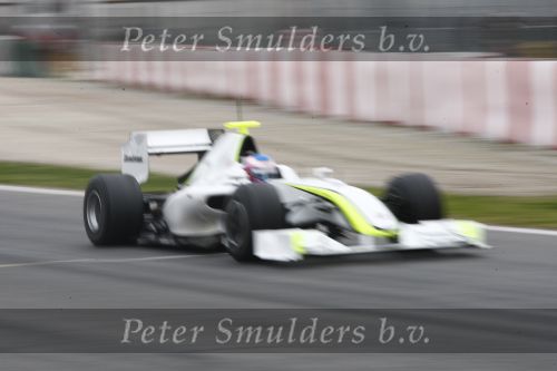 Barcelona 11 maart 2009
Test dag voor de formule 1 teams op het circuit van Barcelona. Jenson Button in een Ross Brawn GP
Peter Smulders bv