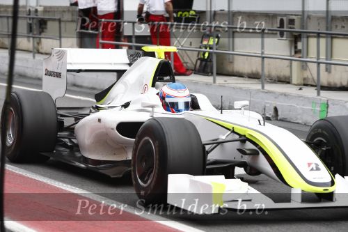 Barcelona 11 maart 2009
Test dag voor de formule 1 teams op het circuit van Barcelona. Jenson Button in een Ross Brawn GP
Peter Smulders bv