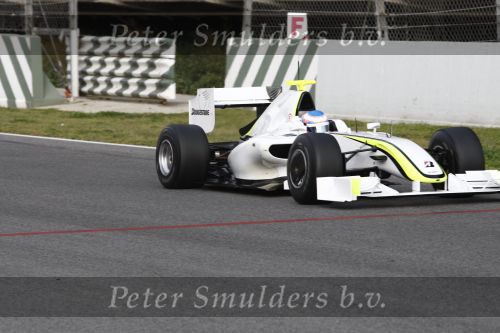 Barcelona 11 maart 2009
Test dag voor de formule 1 teams op het circuit van Barcelona. Jenson Button in een Ross Brawn GP
Peter Smulders bv