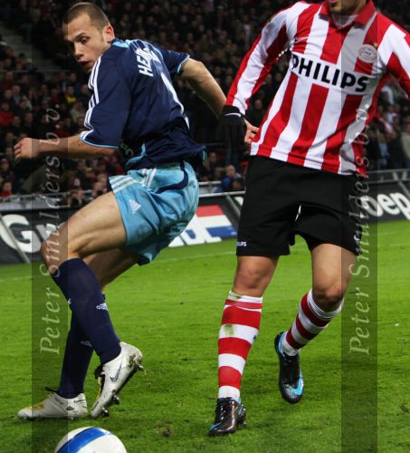 Eindhoven, 19 Maart 2008 Kompetitiewedstrijd PSV-AJAX, eindstand 0-0 
Seizoen 2007/2008
Danko Lazovic in duel met John Heitinga