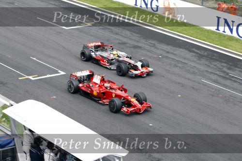 Spa 7 september 2008
Formule 1 Grand Prix van Spa Francochamps. Filippe Massa Kimi Raikkonen Lewis Hamilton  Heiki Kovalinen Fernando Alonso
Peter Smulders bv