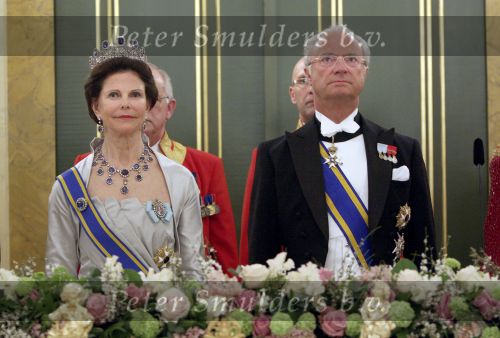 Den Haag 21 april 2009
Staatsbezoek van Koning Carl Gustav en koningin Silvia aan Nederland. Prinses Maxima Koningin Beatrix Prins Willem Alexander Pieter v Vollenhoven en prinses Margriet.
Peter Smulders bv