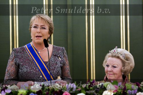 Den Haag 25 mei 2009
Staatsbanket met Koningin Beatrix Prinses Margriet en prinses Maxima vanwege bezoek Chili.
Peter Smulders bv