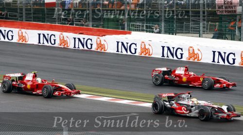 Spa 7 september 2008
Formule 1 Grand Prix van Spa Francochamps. Filippe Massa Kimi Raikkonen Lewis Hamilton  Heiki Kovalinen Fernando Alonso
Peter Smulders bv