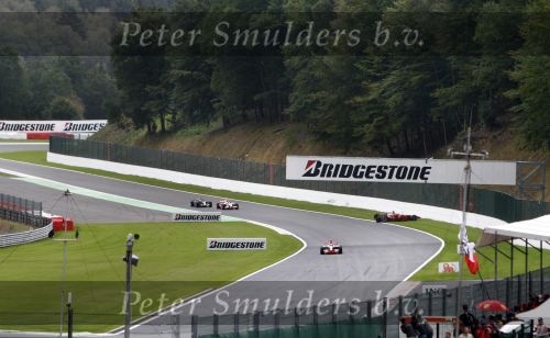 Spa 7 september 2008
Formule 1 Grand Prix van Spa Francochamps. Filippe Massa Kimi Raikkonen Lewis Hamilton  Heiki Kovalinen Fernando Alonso
Peter Smulders bv