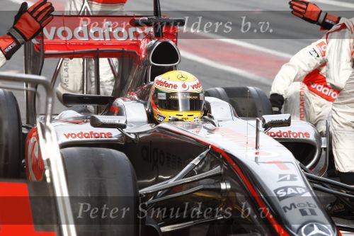 Barcelona 11 maart 2009
Test dag voor de formule 1 teams op het circuit van Barcelona. Lewis Hamilton voor Maclaren Mercedes
Peter Smulders bv