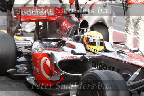 Barcelona 11 maart 2009
Test dag voor de formule 1 teams op het circuit van Barcelona. Lewis Hamilton voor Maclaren Mercedes
Peter Smulders bv