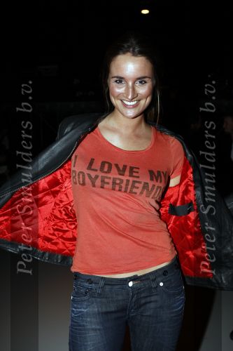 Amsterdam 23 januari 2008
Lieke v Lexmond met t shirt i love my boyfriend bij modeshow Blue Blood tijdens Amsterdam fashion week.