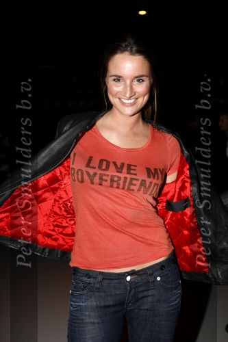 Amsterdam 23 januari 2008
Lieke v Lexmond met t shirt i love my boyfriend bij modeshow Blue Blood tijdens Amsterdam fashion week.