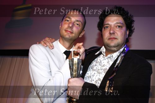 Hilversum 28 januari 2008
Uitreiking van de gouden beelden in het gebouw van beeld en geluid. Mike en Thomas (l) Mike Bodde en Thomas v Luyn